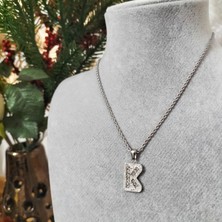 Hg.Aksesuar Kadın Zirkon Taşlı Çelik Harf Kolye