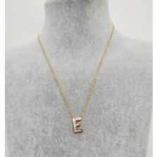 Hg.Aksesuar Kadın Sedef Taşlı Çelik Harf Kolye