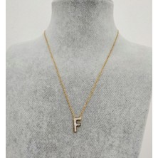 Hg.Aksesuar Kadın Sedef Taşlı Çelik Harf Kolye