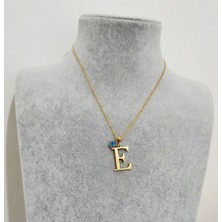 Hg.Aksesuar Kadın Nazar Boncuklu Çelik Harf Kolye