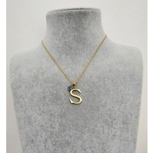 Hg.Aksesuar Kadın Nazar Boncuklu Çelik Harf Kolye