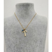 Hg.Aksesuar Kadın Nazar Boncuklu Çelik Harf Kolye