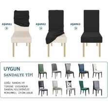 Elgeyar Jakarli Sandalye Örtüsü Çubuk Desen Yüksek Esnekli Sandalye Kılıfı( 6 Adet)