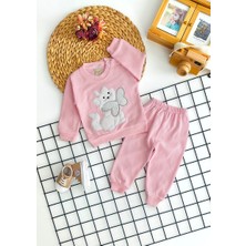 Murat Baby Neşeli Bebekler Kabartma Peluşlu Kedi Desen Penye Takım Pembe