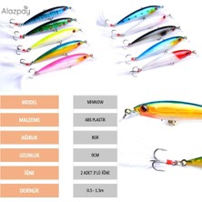 Alazpay Sert Tüylü 9cm/8gr Minnow Rapala Suni Yem