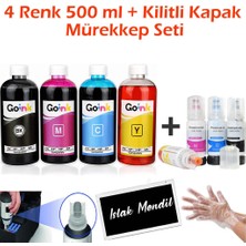 Baskistan Epson L3156 4X500 ml Mürekkep + Kilitli Kapak Mürekkep Seti (Muadil)