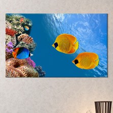 Morfil Sanat Atölyesi Renkli Balıklar Deniz Akvaryum Dekoratif Kanvas Tablo