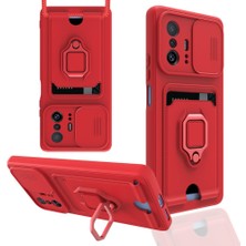 Nevarium Xiaomi Mi 11T Pro Kılıf Ipli Lens Sürgülü Yüzüklü Kartvizitli Silikon Zuma