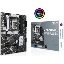 Asus Prıme B760-Plus D4 Intel B760 Lga1700 DDR4 5066 Dp Hdmı Vga 3X M2 Usb3.2 Aura Rgb 2.5Gbit Lan Atx (Prıme B760-Plus D4) Anakart