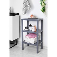 Bath 3 Katlı Düzenleyici Plastik Raf Ünitesi Banyo Rafı Kozmetik Rafı Mutfak Rafı Çiçeklik Gri