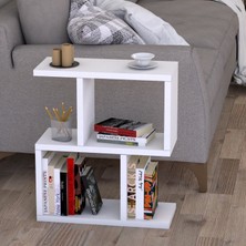 Moonlife Kitaplıklı Yan Sehpa Beyaz