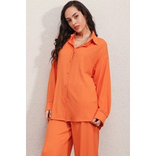 Hazelin Kadın Oranj Oversize Alt-Üst Ikili Örme Takım HZL23W-BD158581