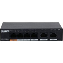 Dahua PFS3006-4GT-60-V2, 6 Port, Gigabit, 4 Port Poe, 60W, Yönetilemez, Masaüstü Switch