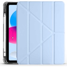 NovStrap Apple İpad 10. Nesil 10.9 2022 Kılıf Smart Uyku Modlu Kalem Bölmeli Silikon Trifold Standlı