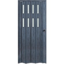 Faran Dekorasyon 87 x  215 Antrasit Renk Camlı Pvc Akordiyon Katlanır Kapı - Frnakmodel-42