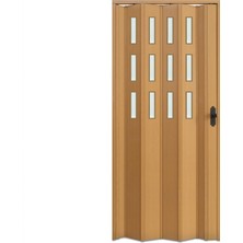 Faran Dekorasyon 160 x  215 Meşe Renk Camlı Pvc Akordiyon Katlanır Kapı - Frnakmodel-104
