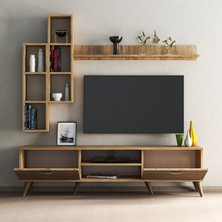 Tanmob Mega 180 Lik Kitaplıklı Raflı Tv Ünitesi Çam Hazeran Kapaklı - TVU0304
