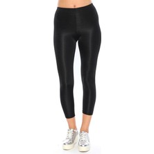 Westbound Toparlayıcı Yüksek Bel Parlak Disko Tayt - Siyah