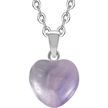 Tesbih Atölyesi Sertifikalı Kalp Şekilli Doğal Florit Taşı Kolye