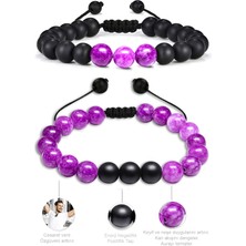 Tesbih Atölyesi Sertifikalı Doğal Meksika Ametist Oniks Taşı Doğal Taş Bileklik Seti