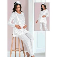 Flz Hamile Pijama Takımı Ekru