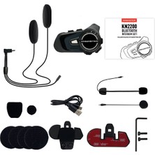 Knmaster KN2200 Motosiklet Kask Interkom Bluetooth Intercom Kulaklık Seti Gri