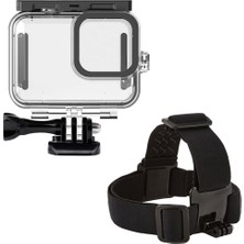 Gplus GO209 Gopro Hero 12 Hero 11 Hero 10 Hero 9 Uyumlu 60 Metre Su Geçirmez Koruyucu Muhafaza GP24 Kafa Bandı 4 Parça Set