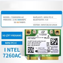 Intel Dual Band AC7260 Ac 7260HMW Wifi Bluetooth 4 0 Pcıe Half 5ghz