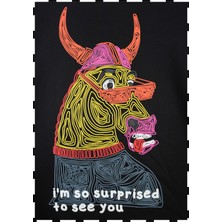 Piedra Collection Unisex  Siyah Oversize Baskılı  Kapüşonlu Sweatshirt