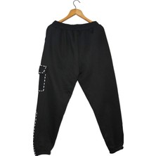 Piedra Collection Unisex Siyah Oversize Baskılı Eşorfman Altı Jogger