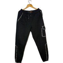 Piedra Collection Unisex Siyah Oversize Baskılı Eşorfman Altı Jogger