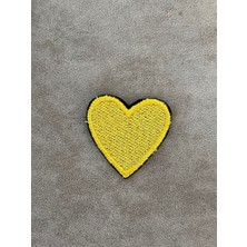 Gönülden Tasarım 4x4 cm Sarı Ütü Ile Yapışan Kalp Aplike Arma Yama Dikiş Aksesuar