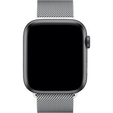 Bagies Apple Watch Ultra 49 mm Uyumlu Çelik Örgü Hasır Milano Loop Mıknatıslı Kordon - Gümüş