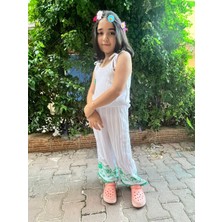 Çikoby Kız Çocuk İkili Takım – İp Askılı Viskon Bluz ve Baskılı Bol Paça Pantolon