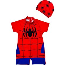 Lolli Boom Kids  Erkek Çocuk Mini Spiderman Örümcek Adam Tam Vücut Sırt Yarım Fermuar Mayo Yeni Sezon