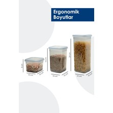 Deftion Kare 12'li Erzak Saklama Kabı Kapları Seti Plastik Kutusu Mutfak Düzenleme Un Bakliyat Food Storage