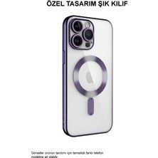 Case World Caseworld Apple iPhone 14 Pro Max Mag Safe Özellikli Lens Korumalı Logo Gösteren Şeffaf Luxury Silikon Kılıf - Gümüş