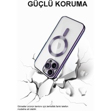 Case World Caseworld Apple iPhone 14 Pro Max Mag Safe Özellikli Lens Korumalı Logo Gösteren Şeffaf Luxury Silikon Kılıf - Mor