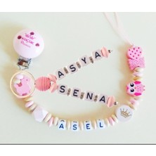 Sahi Aksesuar Isimli Bebek Emzik Zinciri ve Iki Isimli Anahtarlık Seti