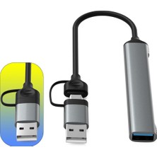 Valkyrie mAcbook Uyumlu Type-C & USB Çiftli 4port USB 3.0 Splitter 5 Gbps Çevirici Hub Adaptör