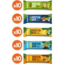 Waspco Yüksek Protein Bar Büyük Paket 50g(Toplam 50 Adet) 5 Çeşit