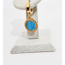 Hg.Aksesuar Kadın Firuze Taşlı Çelik Küpe