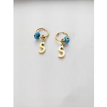 Hg.Aksesuar Kadın Boncuklu Çelik S Harf Küpe