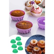Kitchen Design Lab mavi 18'li Silikon Mini Kek Kalıbı - Muffin Kalıbı 18 Adet Göbekli Kek Kalıbı Göbekli Mini Kek Kalıbı 18LI Mavi