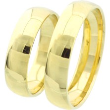 İryum  Altın 5mm Klasik Bombe Çift Alyans