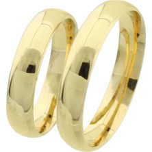 İryum Altın 4mm Hafif Klasik Bombe Çift Alyans