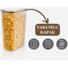 Flosoft Vakum Kapaklı Çizgi Desen Erzak Saklama Kabı 6’lı Set 2X(2100ML,1500ML,700ML)