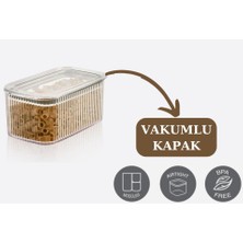 Flosoft Vakum Kapaklı Çizgi Desen Erzak Saklama Kabı 2’li Set 2X700ML