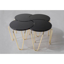 Veys Sehpa 4'lü Gold Dolunay Orta Sehpa - Zigon Sehpa