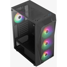 Aerocool Falcon 4X12CM Frgb LED Fan, Tempered Glass Yan Panel, USB 3.0 Oyuncu Kasası (Ae-Flc)